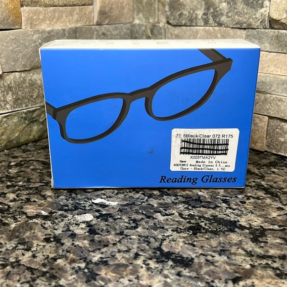 Reading Glasses black 1.75 (5 pair) - Picture 1 of 5
